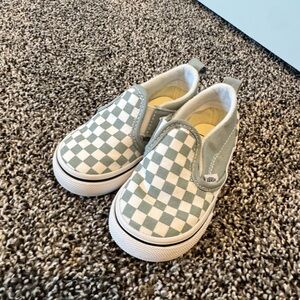 Vans Kids Checkered Slip-On Sneakers - Gray and White